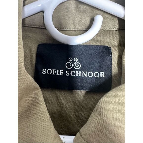 NWT Sofie Schnoor Women’s Green Cotton Parka Métal Stars Trim Sz 40 EU/ 4 US - Picture 3 of 16